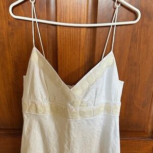 J. Crew White Linen dress with embroidered & beaded trim